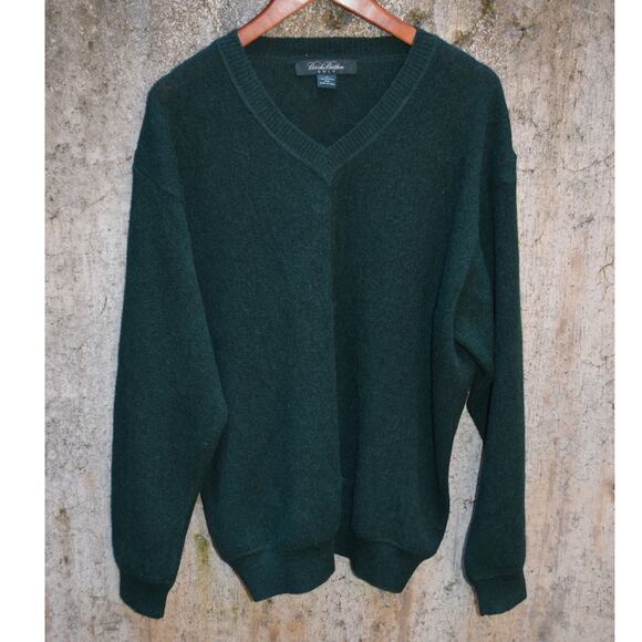 Brooks Brothers Golf 100% Alpaca Wool V-Neck Sweater Green Size XL Made in Peru - Picture 1 of 4